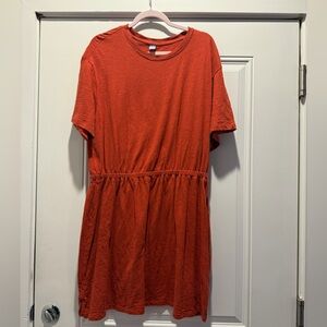 Old Navy Rust Orange Cinch Waist Tee Dress